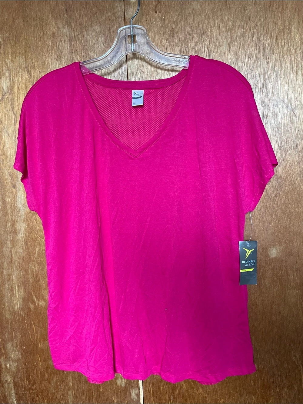Old Navy Bright Pink V-Neck Short Sleeve Tee